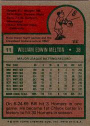 1975 Topps #11 Bill Melton back image