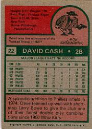 1975 Topps #22 Dave Cash back image
