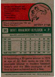 1975 Topps #30 Bert Blyleven back image