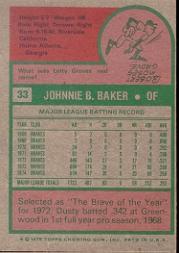 1975 Topps #33 Dusty Baker back image