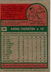 1975 Topps #39 Andre Thornton back image