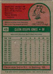 1975 Topps #43 Cleon Jones back image