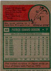 1975 Topps #44 Pat Dobson back image