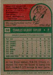 1975 Topps #58 Chuck Taylor back image