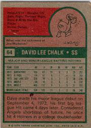 1975 Topps #64 Dave Chalk back image