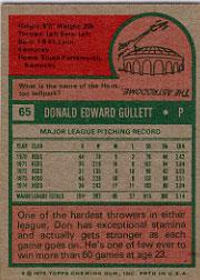 1975 Topps #65 Don Gullett back image