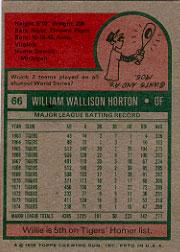 1975 Topps #66 Willie Horton back image