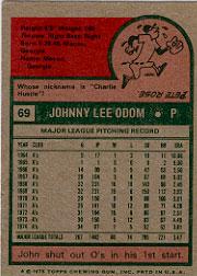 1975 Topps #69 John Odom back image