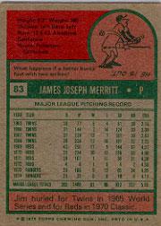 1975 Topps #83 Jim Merritt back image