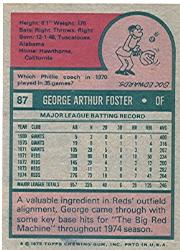 1975 Topps #87 George Foster back image
