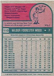 1975 Topps #110 Wilbur Wood back image