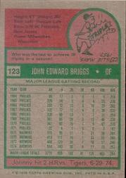 1975 Topps #123 Johnny Briggs back image