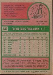 1975 Topps #127 Glenn Borgmann back image