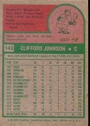 1975 Topps #143 Cliff Johnson RC back image