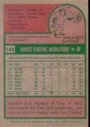 1975 Topps #144 Jim Wohlford back image
