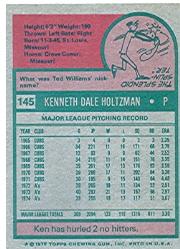 1975 Topps #145 Ken Holtzman back image