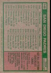 1975 Topps #146 San Diego Padres CL/John McNamara MG back image