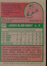 1975 Topps #155 Jim Bibby back image