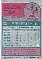 1975 Topps #160 Graig Nettles back image