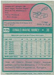 1975 Topps #175 Don Money back image