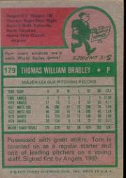 1975 Topps #179 Tom Bradley back image