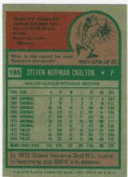 1975 Topps #185 Steve Carlton back image