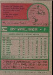 1975 Topps #218 Jerry Johnson back image