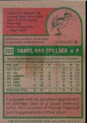 1975 Topps #222 Dan Spillner RC back image