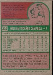 1975 Topps #226 Bill Campbell back image