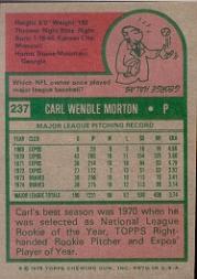 1975 Topps #237 Carl Morton back image