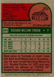1975 Topps #241 Dick Tidrow back image