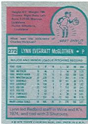 1975 Topps #272 Lynn McGlothen back image