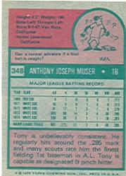 1975 Topps #348 Tony Muser back image