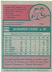 1975 Topps #379 Bernie Carbo back image