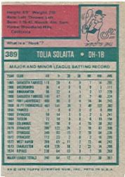 1975 Topps #389 Tony Solaita RC back image