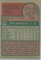1975 Topps #392 Bruce Bochte RC back image