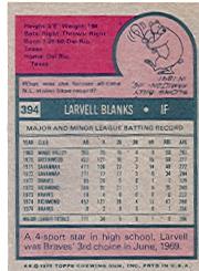 1975 Topps #394 Larvell Blanks back image