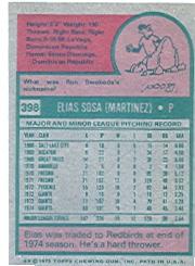 1975 Topps #398 Elias Sosa back image
