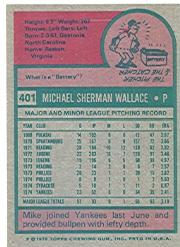 1975 Topps #401 Mike Wallace back image