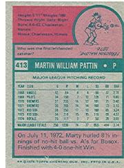 1975 Topps #413 Marty Pattin back image
