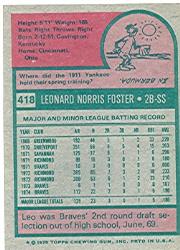 1975 Topps #418 Leo Foster back image