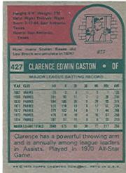 1975 Topps #427 Clarence Gaston back image