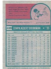 1975 Topps #439 Ed Brinkman back image