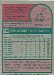 1975 Topps #440 Andy Messersmith back image
