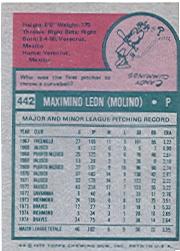 1975 Topps #442 Maximino Leon RC back image