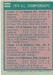 1975 Topps #459 1974 AL Championships/Brooks Robinson/A's 2nd Baseman back image
