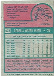 1975 Topps #475 Darrell Evans back image