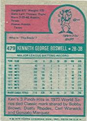 1975 Topps #479 Ken Boswell back image