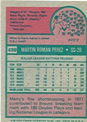 1975 Topps #499 Marty Perez back image