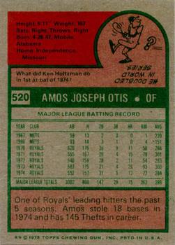 1975 Topps #520 Amos Otis back image